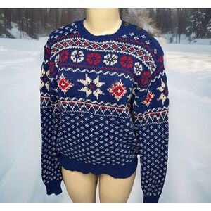 Vintage Polo Ralph Lauren Sweater Nordic Fair Isle Linen Cotton Blend Women Sz S